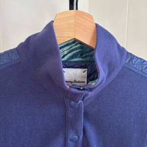 Tommy Bahama Women’s S Blue Aruba Half Snap Quilted Pullover Coastal Preppy NWT